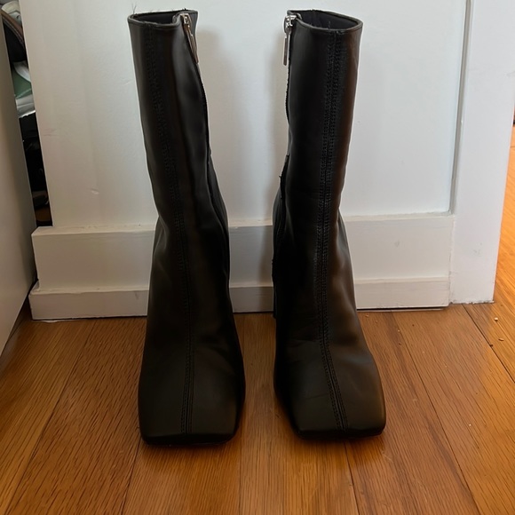 ASOS design Eagle leather high heel square toe boots - Picture 3 of 7